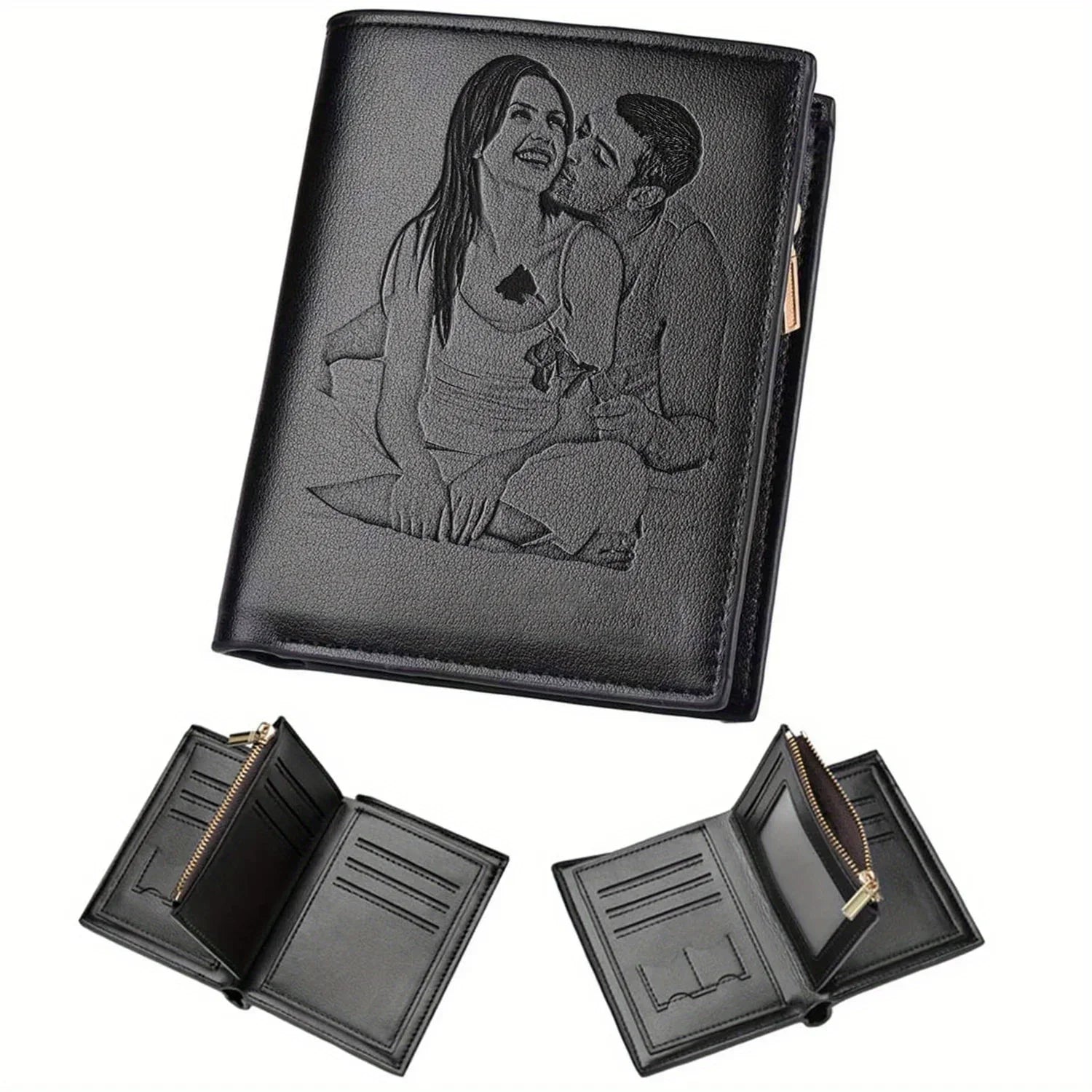 Engraved Personalized Gifts Custom Wallet for Men,Husband,Dad,Son for Birthday Anniversary Day Personalized Photo Wallets
