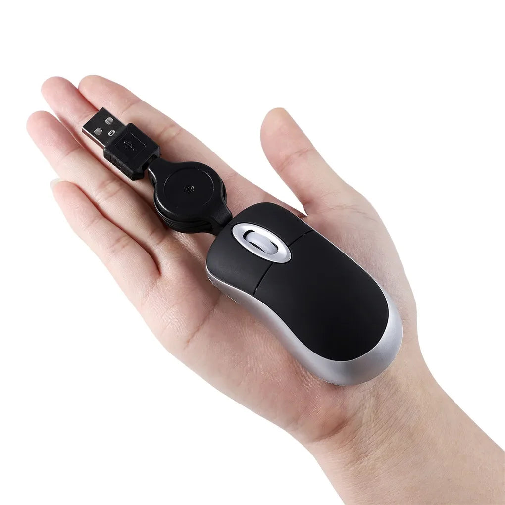 Portable Optical Mini Mouse Retractable USB Cable Ergonomic Office Mause Computer peripheral accessories For PC Laptop