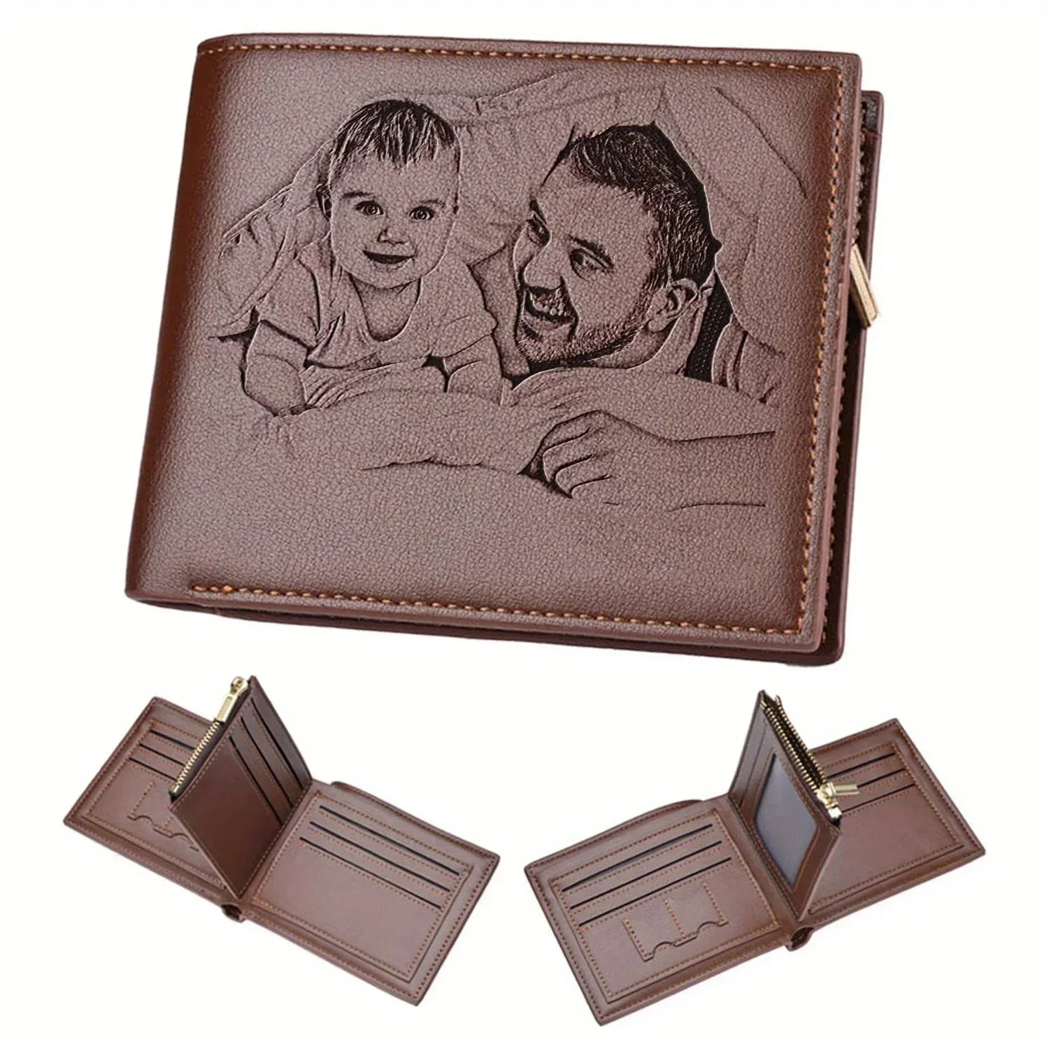 Engraved Personalized Gifts Custom Wallet for Men,Husband,Dad,Son for Birthday Anniversary Day Personalized Photo Wallets